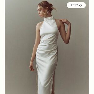 BHLDN Ivory Backless Halter Dress